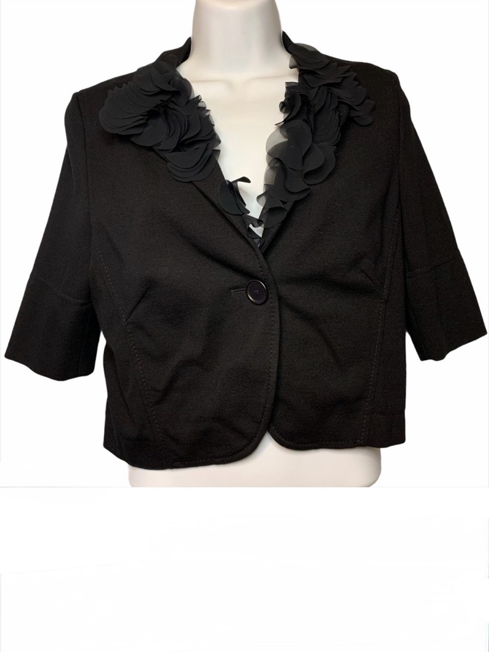AKRIS Punto 6 viscose nylon flutter bolero cardigan career structured dressy